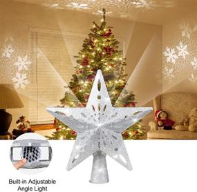 img 1 attached to 🌟 Silver Christmas Tree Topper with Rotating Snowflake Light Projection – Festive Tree Decoration for Xmas Trees