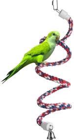 img 4 attached to 🐦 Aigou Bird Spiral Rope Perch with Bell - Cotton Parrot Swing & Climbing Toy