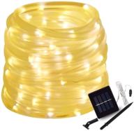 solar rope light 33ft 100l ip65 waterproof outdoor led copper fairy string tube lights for party garden yard home wedding halloween christmas holiday decoration lighting (warm white-vaporous) логотип