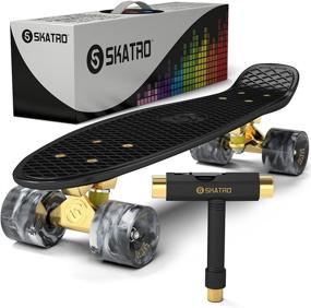 img 4 attached to Skatro Mini Cruiser Skateboard: 22x6inch Retro Style Plastic Board, Complete Setup