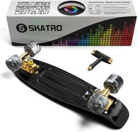 img 2 attached to Skatro Mini Cruiser Skateboard: 22x6inch Retro Style Plastic Board, Complete Setup