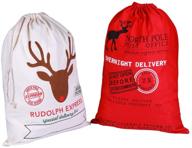 🎅 oumai 27”x19 personalized canvas santa sack bags: perfect stocking stuffers decorations (2 pack) logo