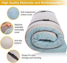 img 1 attached to 🛏️ Ultra-Comfortable Memory Foam Roll Up Mattress Twin - Waterproof Foldable Floor Mattress - Portable Foam Sleeping Pad with Travel Straps – 75”x 36”x 3” Camping Mat Bed Roll