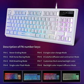 img 1 attached to 🎮 87 Key RGB Gaming Keyboard and Mouse Combo - USB Wired Backlit Mechanical Feeling Gaming Keyboard with RGB Gaming Mouse - White Keyboard Wired Set for PC MAC Chrome PS4 Xbox Laptop