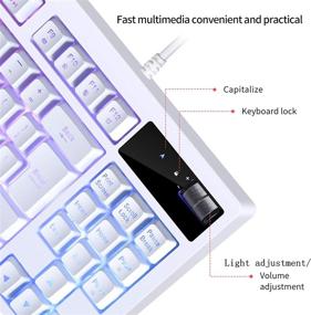 img 3 attached to 🎮 87 Key RGB Gaming Keyboard and Mouse Combo - USB Wired Backlit Mechanical Feeling Gaming Keyboard with RGB Gaming Mouse - White Keyboard Wired Set for PC MAC Chrome PS4 Xbox Laptop