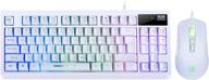 🎮 87 key rgb gaming keyboard and mouse combo - usb wired backlit mechanical feeling gaming keyboard with rgb gaming mouse - white keyboard wired set for pc mac chrome ps4 xbox laptop logo