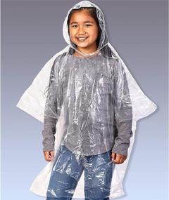 img 2 attached to 🌧️ Juvale Clear Emergency Rain Ponchos with Hoods - Pack of 10 Disposable Kids Ponchos