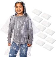 🌧️ juvale clear emergency rain ponchos with hoods - pack of 10 disposable kids ponchos logo