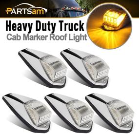 img 4 attached to 🚚 5PCS Clear/Amber Top Roof Running LED Marker Lights for Trucks - Partsam Waterproof 17 LED Lights with Chrome Base, Compatible with Peterbilt, Kenworth, Freightliner, Western Star, Mack Trailer