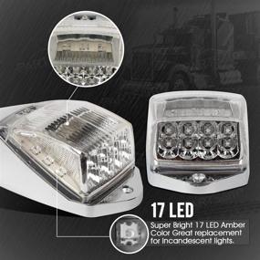 img 1 attached to 🚚 5PCS Clear/Amber Top Roof Running LED Marker Lights for Trucks - Partsam Waterproof 17 LED Lights with Chrome Base, Compatible with Peterbilt, Kenworth, Freightliner, Western Star, Mack Trailer