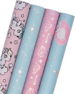 🎁 colorful mermaid, fairy stick and diamond design - 4 rolls of wrapaholic wrapping paper - perfect for birthday, holiday, baby shower - 30 inch x 120 inch per roll! logo