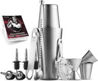 🍸 premium 14-piece stainless steel cocktail shaker set - complete bar tools kit with strainer, jigger, spoon, opener, pour spouts - ultimate bartender set logo