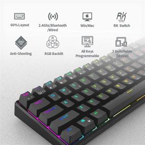 img 3 attached to 💥 Enhanced Performance: RK ROYAL KLUDGE RK61 2.4Ghz Wireless/Bluetooth/Wired 60% Mechanical Keyboard, 61 Keys RGB Hot Swappable Blue Switch Gaming Keyboard with Win/Mac Software