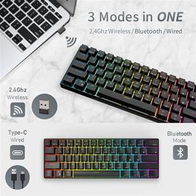 img 2 attached to 💥 Enhanced Performance: RK ROYAL KLUDGE RK61 2.4Ghz Wireless/Bluetooth/Wired 60% Mechanical Keyboard, 61 Keys RGB Hot Swappable Blue Switch Gaming Keyboard with Win/Mac Software