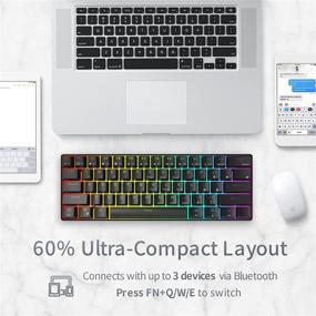 img 1 attached to 💥 Enhanced Performance: RK ROYAL KLUDGE RK61 2.4Ghz Wireless/Bluetooth/Wired 60% Mechanical Keyboard, 61 Keys RGB Hot Swappable Blue Switch Gaming Keyboard with Win/Mac Software