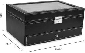 img 3 attached to ⌚ Premium Watch Box: Stylish 12-Slot PU Leather Organizer with Jewelry Drawer