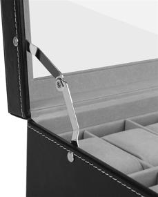 img 2 attached to ⌚ Премиум коробка для часов: стильный органайзер из искусственной кожи с 12 ячейками и выдвижным ящиком для ювелирных изделий.