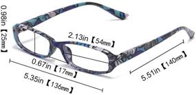 img 3 attached to 👓 Stylish Spring Hinge Rectangular Reading Glasses Set of 4 with Matching Pouch by SOOLALA