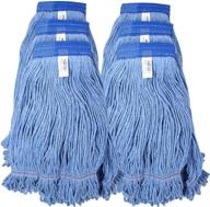 🧹 turkey creek essentials commercial grade usa made looped end heavy duty blue mop heads - 4-ply synthetic yarn industrial wet mop head replacement and string mop refills (pack of 6, large) logo