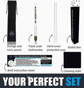 img 3 attached to 🍷 Chefast Triple-Scale Hydrometer Combo Set for Wine, Beer, Mead, Kombucha - Alcohol Hydrometer with Cleaning Cloth and Storage Bag - ABV, Brix, and Gravity Tester - Home Brewing Supplies