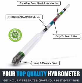 img 2 attached to 🍷 Chefast Triple-Scale Hydrometer Combo Set for Wine, Beer, Mead, Kombucha - Alcohol Hydrometer with Cleaning Cloth and Storage Bag - ABV, Brix, and Gravity Tester - Home Brewing Supplies