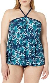 img 4 attached to Coastal Blue Asymmetrical Tankini Stained Women's Clothing