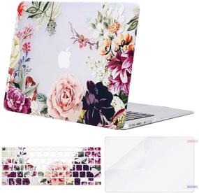 img 4 attached to 🌸 MOSISO MacBook Air 11 inch Case - Rose Leaves Hard Shell + Keyboard Cover + Screen Protector - Transparent (Models: A1370 & A1465)