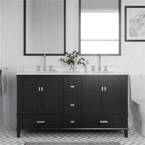 img 3 attached to 🚿 Dorel Living Otum 60 Inch Double Bathroom Vanity with Sink, Black - Sleek and Spacious Dual Sink Vanity for Your Modern Bathroom