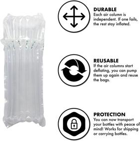 img 3 attached to 🍷 Wine Bottle Protector Bags - Ensure Safe Transportation with Inflatable Air Column Cushioning Sleeves & Free Pump (6 Pack)