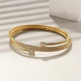 img 2 attached to 💍 Designer Link Bracelet Bangle: Women's Antique Jewelry Inspired by Top Brand - Cuban Curb Valentine Cable Charm. Stainless Steel, Adjustable Chain for Girls & Women.