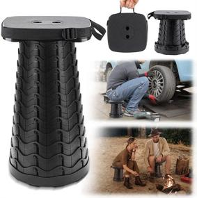 img 4 attached to 🪑 Enhanced Portable Collapsible Stool: Retractable Folding Telescopic Stool | Max Load 485LB | Camping, Fishing, Hiking, Travel, BBQ | Lightweight & Sturdy for Adults