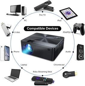 img 2 attached to 🎥 XIAOYA Outdoor Projector: HD Movie Projector, 4000 Lumens, HiFi Speaker, HDMI/USB Compatibility (Black-w2)