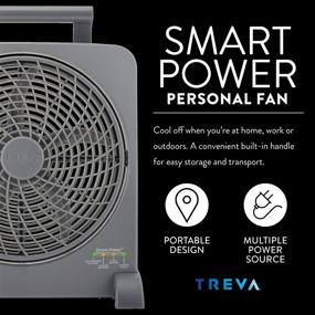 img 3 attached to 🔋 O2COOL Treva Portable Battery Operated Fan - 10 Inch Blades - Smart Power Air Circulator for Camping, Travel, and Indoors Use - Includes AC Adapter, Rechargeable Batteries, and USB Charging Port