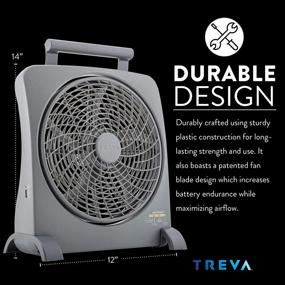img 2 attached to 🔋 O2COOL Treva Portable Battery Operated Fan - 10 Inch Blades - Smart Power Air Circulator for Camping, Travel, and Indoors Use - Includes AC Adapter, Rechargeable Batteries, and USB Charging Port