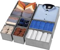 gray drawer organizer clothes - 8 pack underwear storage box with 🗄️ foldable cloth dividers for closet dresser - perfect for clothes, socks, scarves, ties логотип