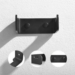 img 1 attached to 🔳 Black Bathroom Towel Hook - Heavy Duty Wall Mounted Rustproof Robe & Clothes Hanger for Kitchen & Bathroom, 2 Pack Modern Square Style Hardware