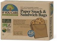 🌿 if you care 100% unbleached paper snack & sandwich bags, 48ct, 2pk: eco-friendly alternative for food storage logo