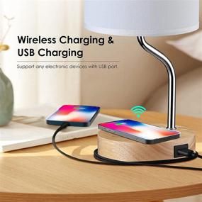 img 3 attached to 🛏️ Versatile Touch Bedside Lamp: Wireless Charger, USB Ports - Perfect for Bedroom, Living Room, Office Desk, and More (White)