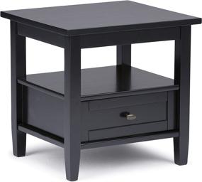 img 3 attached to 🔲 SOLID WOOD Rectangle End Side Table in Black with Storage, 1 Drawer and 1 Shelf - SIMPLIHOME Warm Shaker, Rustic Contemporary Design for Living Room and Bedroom - 20 inch wide