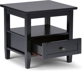 img 2 attached to 🔲 SOLID WOOD Rectangle End Side Table in Black with Storage, 1 Drawer and 1 Shelf - SIMPLIHOME Warm Shaker, Rustic Contemporary Design for Living Room and Bedroom - 20 inch wide