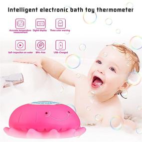 img 1 attached to Infant Jellyfish Water Temperature Tester: Baby Bath Thermometer with Floating Tub Toys - Essential Bathtub Monitor and Digital Pool Thermometer in ℉ for Newborns, Toddlers and Moms