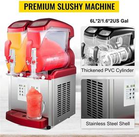 img 3 attached to High-Powered VBENLEM Slushy Machine Double Tank (2x6L) for Frozen Drinks - Ideal for Supermarkets, 🍹 Cafes, Restaurants, and Snack Bars - LED Display, 1000W Smoothie Maker, Soft Serve Ice Cream Machine