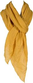 img 1 attached to Cotton Solid Wrinkle Fashion Mustard Women's Accessories for Scarves & Wraps