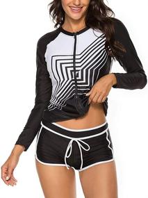img 4 attached to 🩱 Long Sleeve Rashguard Women's Sport Swimwear Tankini Set by Wolddress