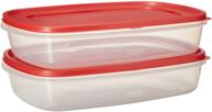 rubbermaid easy find lid square 1.5-gallon food storage container 2-pack - 24 cup capacity, clear/red логотип