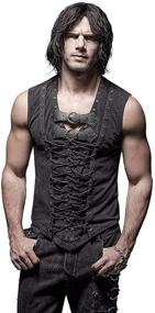 img 3 attached to Punk Rave Steampunk Men's Clothing: Sleek Leather Sleeveless Attire