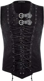 img 1 attached to Punk Rave Steampunk Men's Clothing: Sleek Leather Sleeveless Attire