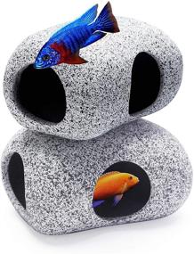img 4 attached to 🐠 SpingSmart Ceramic Aquarium Hideaway Rocks - Suitable for Aquatic Pet Breeding, Play, and Rest - Safe and Non-Toxic Fish Tank Ornaments for Aquascape