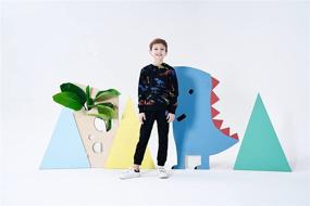 img 3 attached to 🦖 Ovovod Dinosaur Sweatshirts Hoodies Pullover - Trendy Boys' Clothing and Fashionable Hoodies & Sweatshirts