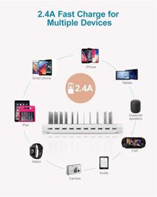 img 2 attached to 🔌 10 Port USB Charging Station Dock with Adjustable Dividers and Smart IC - Unitek Phone Organizer and Multi-Device Charging Hub